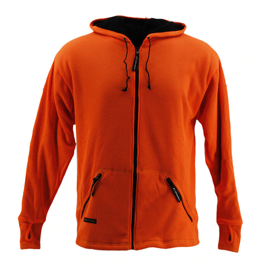 SCHAMPA Old School Thermal Fleece Lined Zipper Hoodie: Safety Neon Orange