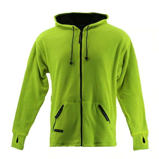 SCHAMPA Old School Thermal Fleece Lined Zipper Hoodie: Safety Neon Yellow